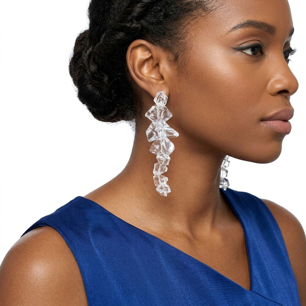 Translucent Clear Acrylic Rock Candy Drop Earrings