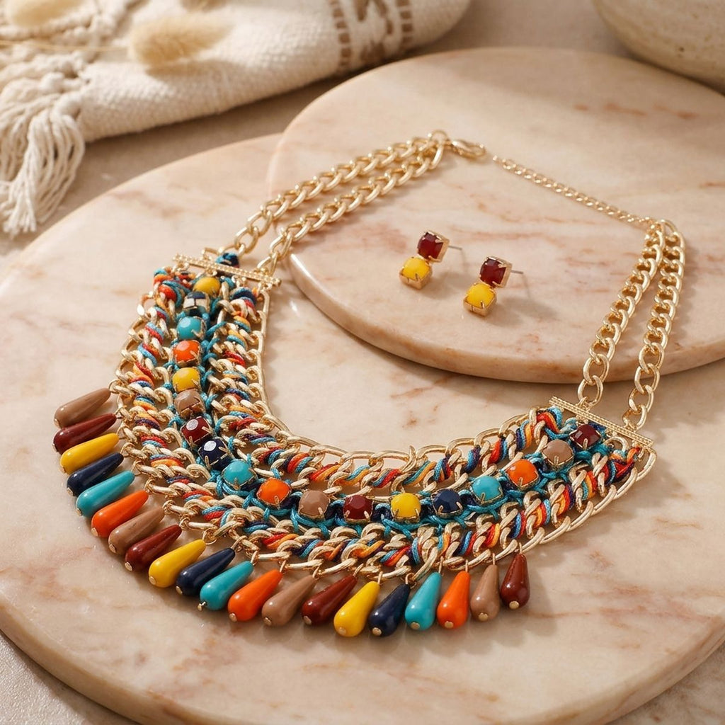 Multi Bead Boho Necklace
