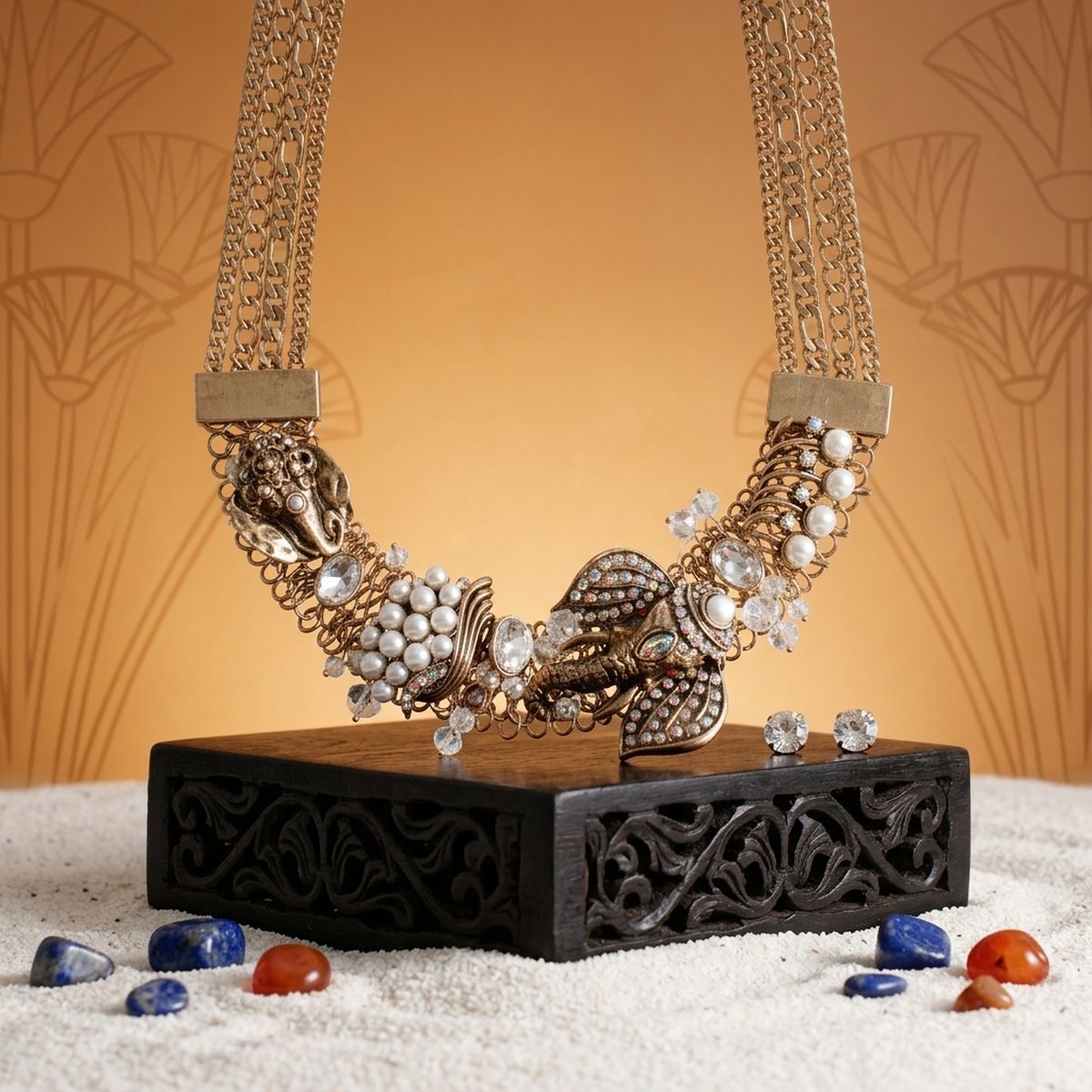 Opulent African Elephant Aurbo Collar Necklace