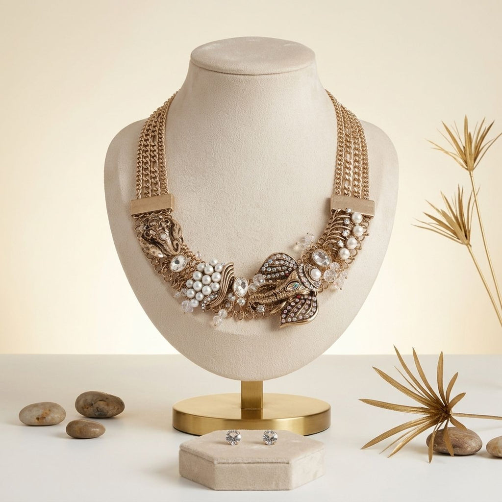 Opulent African Elephant Aurbo Collar Necklace