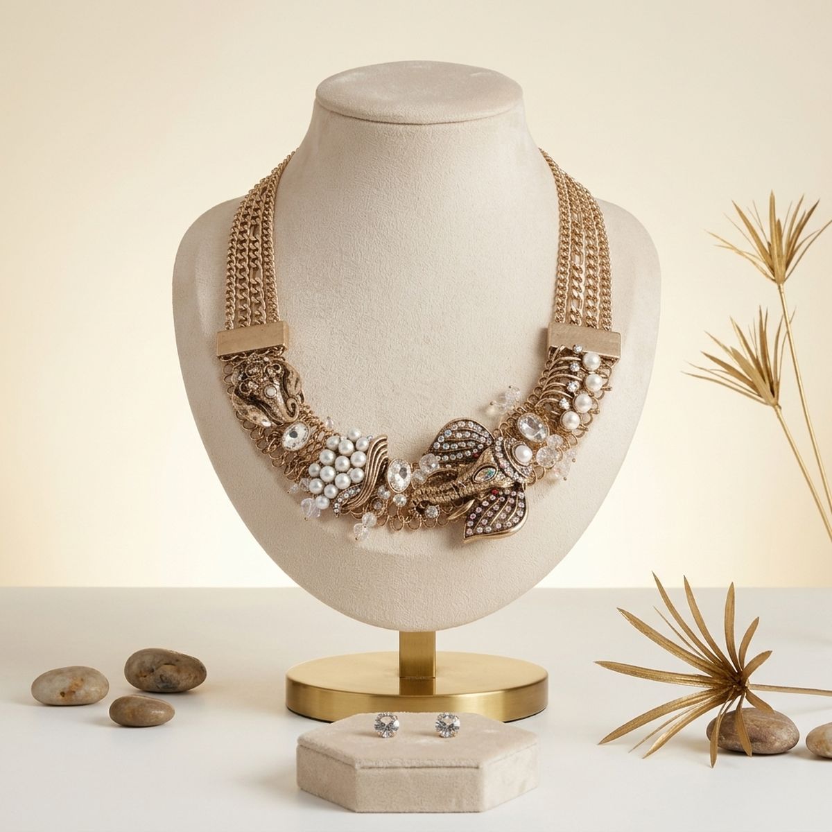Opulent African Elephant Aurbo Collar Necklace